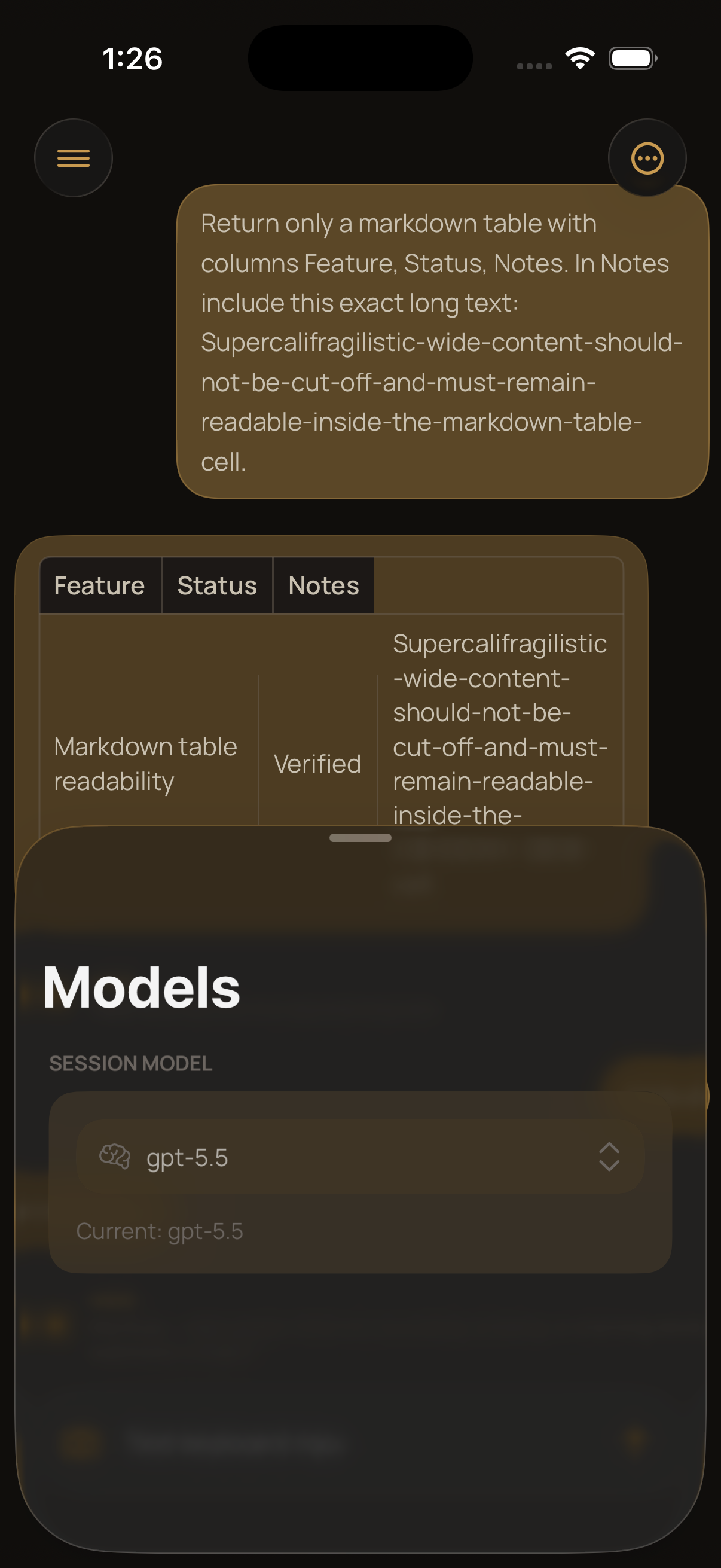 Cluster model selection sheet captured by iEZ.