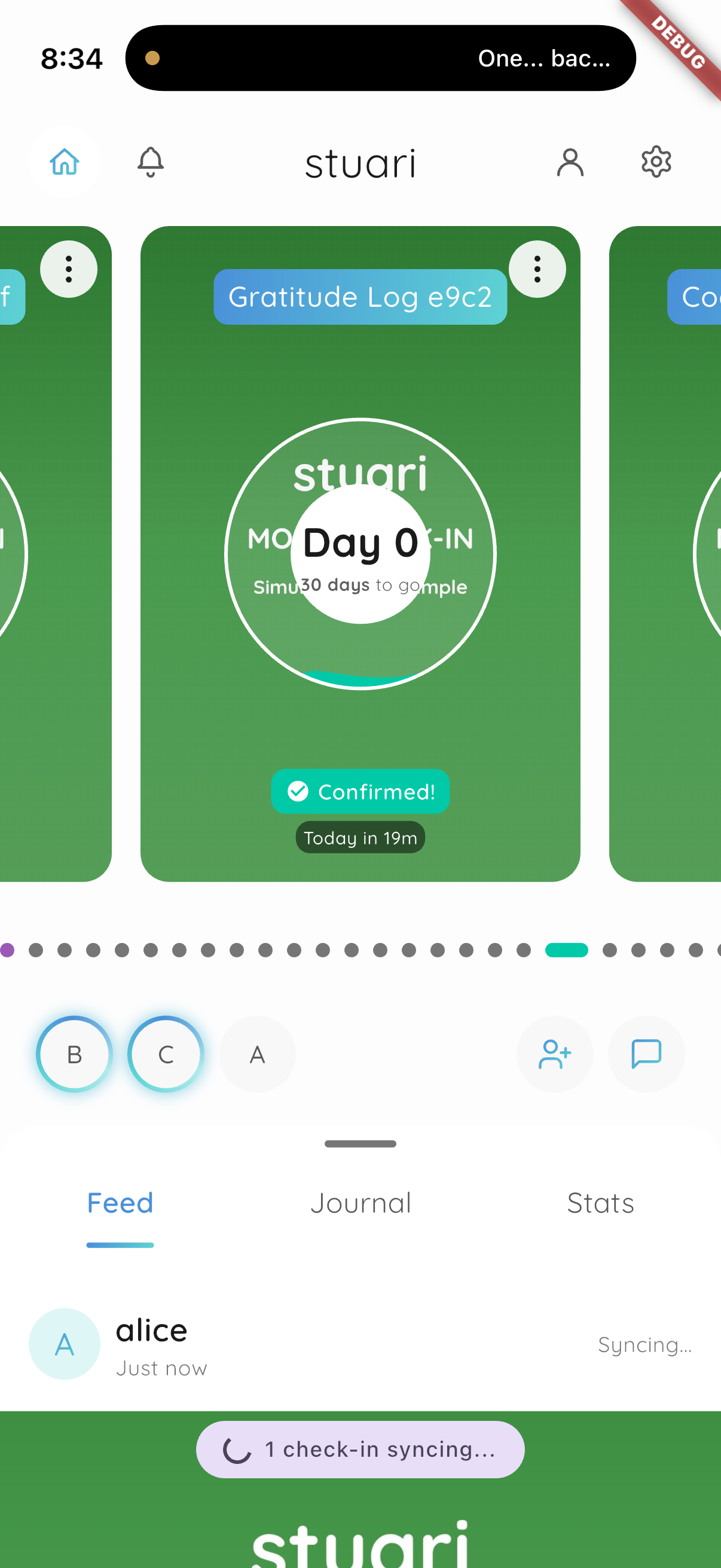 Stuari mobile habit feed screenshot.