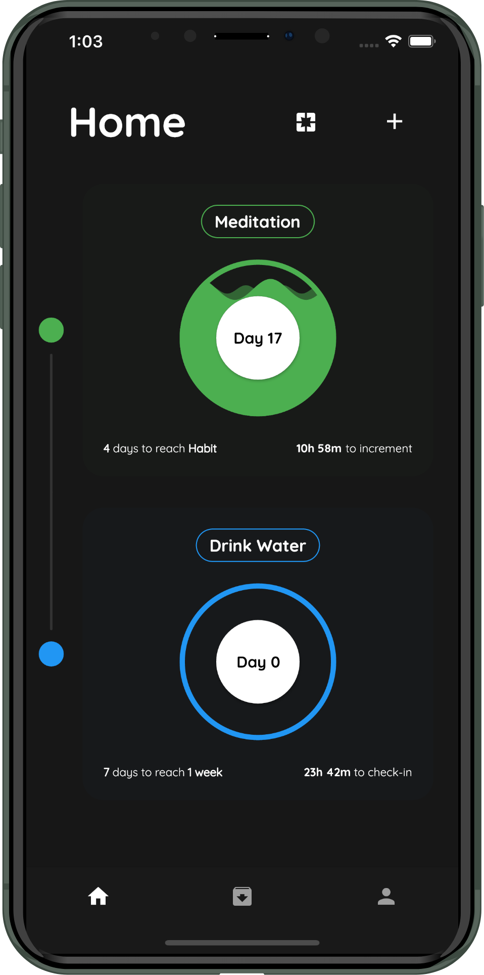 Goalz habit tracker screenshot.